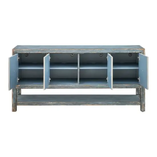 Ace Antique Inspired 4 Door Storage Credenza/Sideboard Weathered Blue - Treasure Trove image {2}