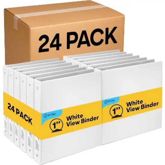 Inch Binders 3 Ring, White &frac12; Inch Round Ring Binder with Clear View Cover & 2 Inside Pockets, School Supplies Binders (24 PC) &ndash; by Enday image {4}