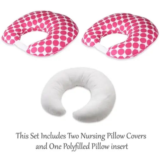 Bacati - 3 pc Ikat Zigzag Pink Dots Muslin Hugster Feeding & Infant Support Nursing Pillow image {1}