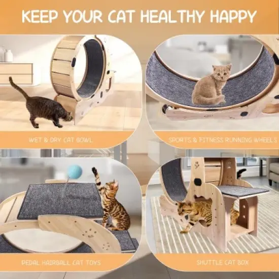 Cat Wheel 4-in-1 Cat Exercise Wheel,Upgraded Cat Wheel Exerciser for Indoor Cats,Large Cat Treadmill,Cat Running Wheel with Silent Wheel image {6}