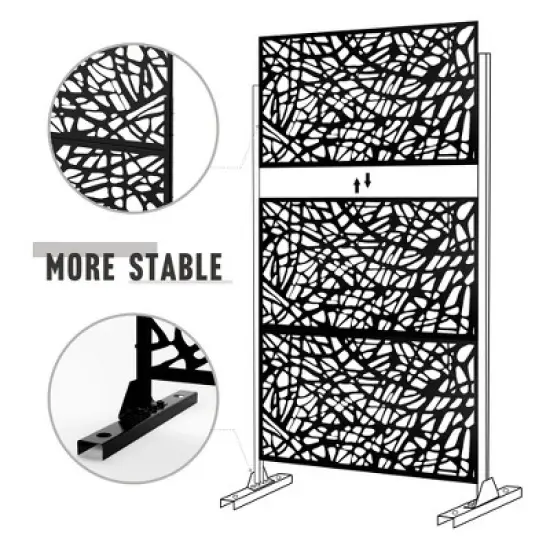 1-Piece 46.8in.W x 71.37in.H Black Mesh Metal Outdoor Privacy Screen Decorative Art Panel image {4}