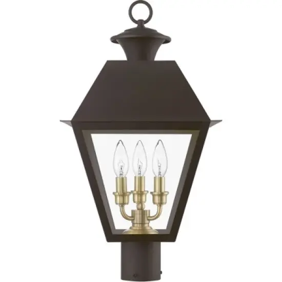 Livex Lighting Wentworth 3 - Light Post Light in  Bronze/Antique Brass image {1}