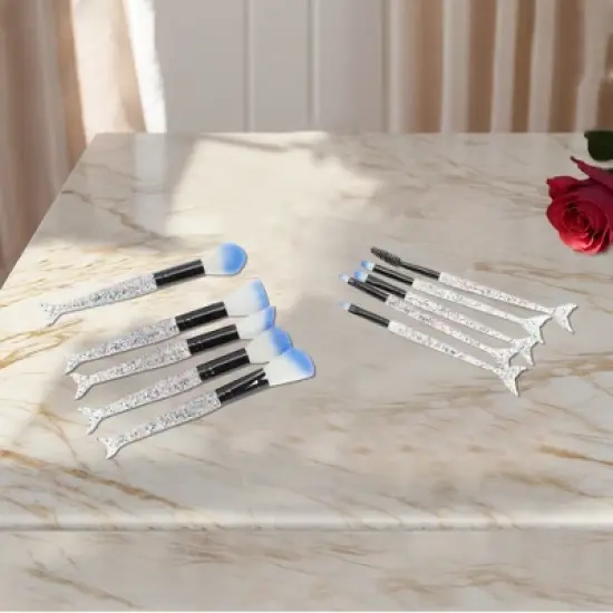Unique Bargains Mermaid Makeup Brush Set 10 Pcs image {3}