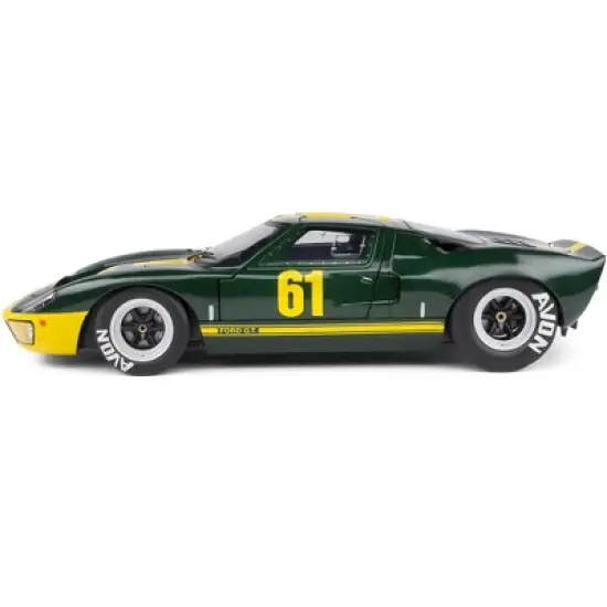 Ford GT40 Mk1 RHD #61 Racing Custom Green Metallic with Yellow Stripes "Competition" Series 1/18 Diecast Model Car by Solido image {3}