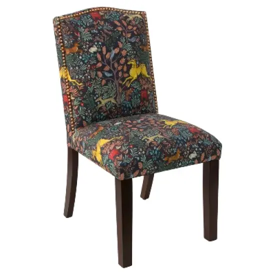 Ayala Nail Button Patterned Dining Chair Frolic Navy - Skyline Furniture image {1}