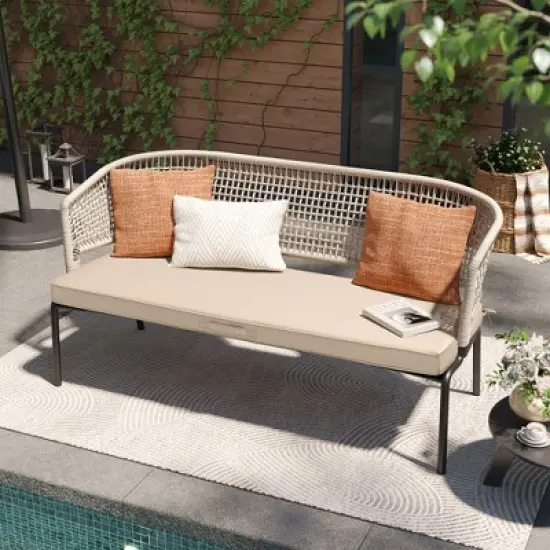 Pellebant Patio Bench Cushion with Ties Water Resistant Fabric Durable Thicken Memory Foam for Loveseat Couch Porch Swing image {5}