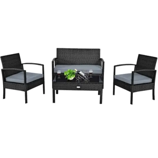 Costway 4PCS Patio Rattan Furniture Set Garden Deck image {1}