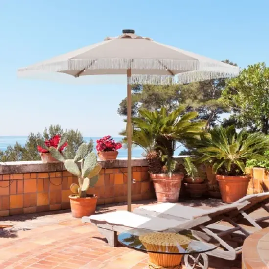 Ainfox 7.5ft Outdoor Tassel Umbrella With Lights image {2}