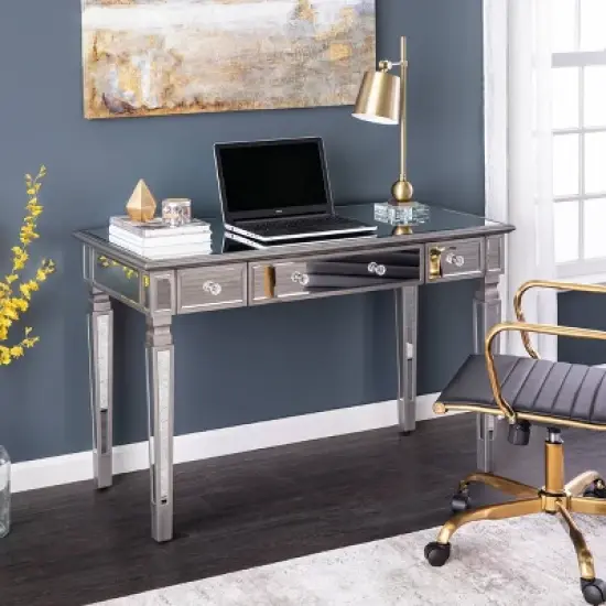 Warakin Mirrored Writing Desk Silver - Aiden Lane image {7}