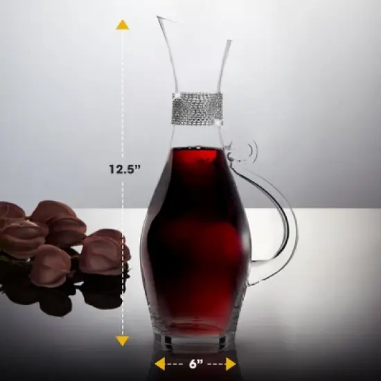 Berkware Elegant Large Wine Decanter with Dazzling Rhinestone Design - 40oz image {2}