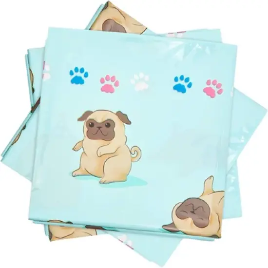 Sparkle and Bash 3 Pack Pug Tablecloth for Dog Birthday Party (Blue, 54 x 108 In) image {4}