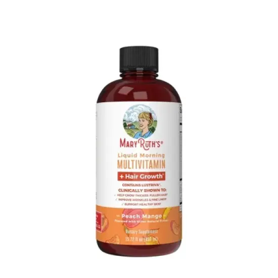 MaryRuth's Liquid Morning Vegan Multivitamin + Hair Growth - Peach Mango - 15.2oz image {6}
