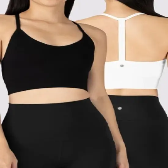 Yogalicious 2 Pack Ribbed Seamless V-Neck Bra image {7}