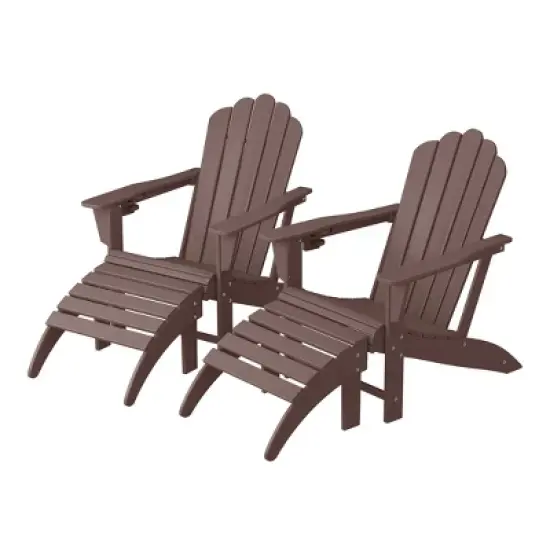 WestinTrends Highland 4-Piece Outdoor Patio HDPE Adirondack Chairs With Ottomans and Cup Holder Set image {15}