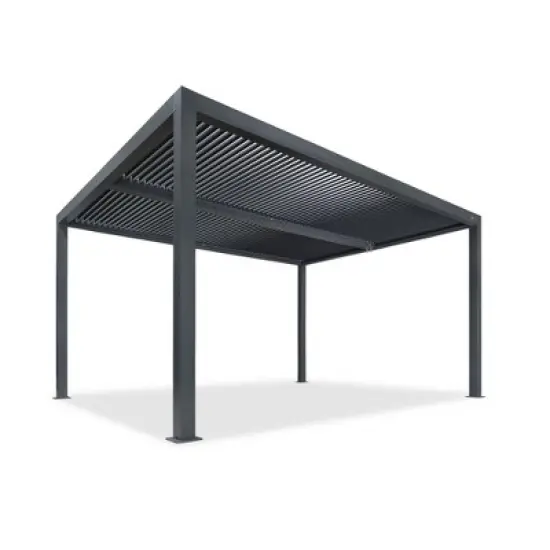 PURPLE LEAF Louvered Pergola Outdoor Aluminum Pergola with Adjustable Roof for Deck Backyard Garden Grey Hardtop Gazebo image {11}