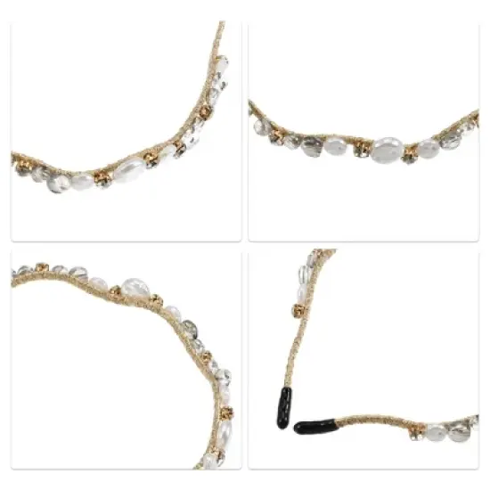 Unique Bargains Women's Rhinestone Vintage Wavy Faux Pearl Headband image {2}