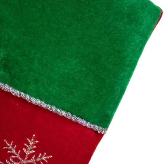 Northlight 20" Red Velveteen Sequined Christmas Tree Stocking with Green Cuff image {2}