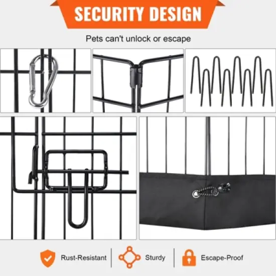 VEVOR Dog Playpen, 8 Panels Foldable Metal Dog Exercise Pen with Top Cover and Bottom Pad, 24" H Pet Fence Puppy Crate Kennel, Indoor Outdoor Dog Pen image {3}