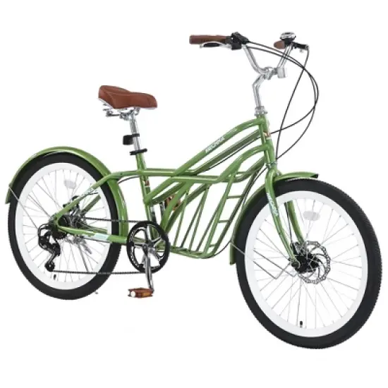Gulches Adult Commuter Bike 24 Inch, Steel Frame, Shimano 6-Speed, Double Disc Brakes, Multiple Colors, Comfort-Commuter Hybrid image {1}