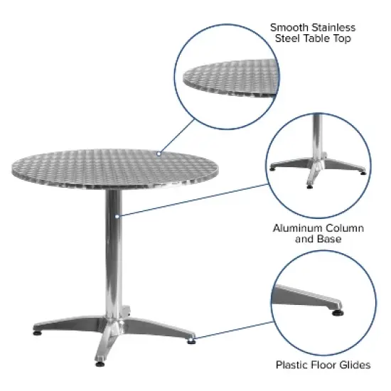 Flash Furniture Mellie 31.5'' Round Aluminum Indoor-Outdoor Table with Base image {2}