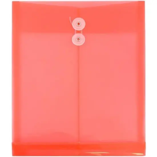 JAM Paper 9 3/4'' x 11 3/4'' 12pk Plastic Envelopes with Button and String Tie Closure, Letter Open End image {6}