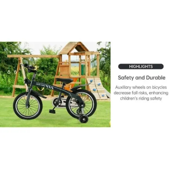 Topteng 14 16 Inch Kid's Bike Children Bicycle with LED Headlight for Boys and Girls - Black/Red image {9}