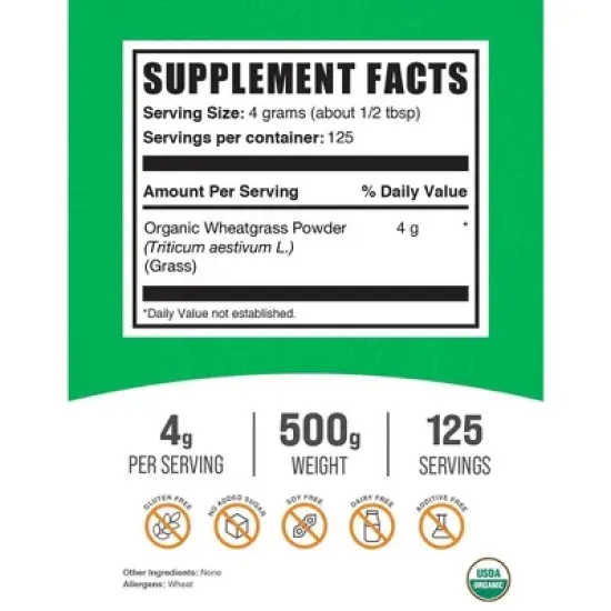 Organic Wheat Grass Juice Powder 8 Oz image {1}