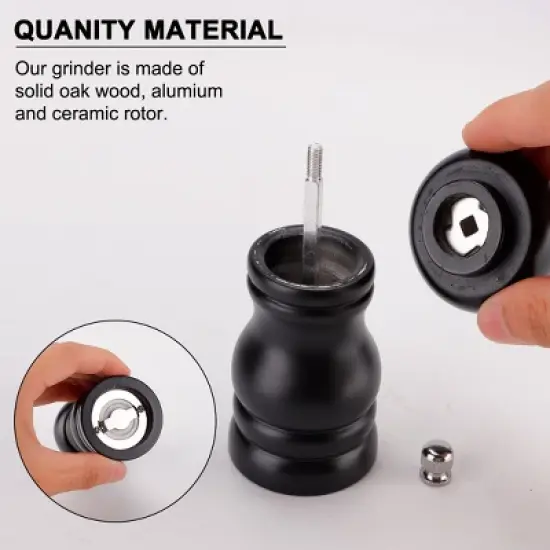 Unique Bargains Adjustable Coarseness Wooden Salt and Grinder Spice Mills image {2}