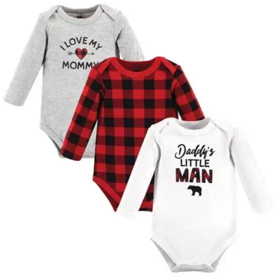 Hudson Baby Infant Boy Cotton Long-Sleeve Bodysuits, Buffalo Plaid Family image {7}