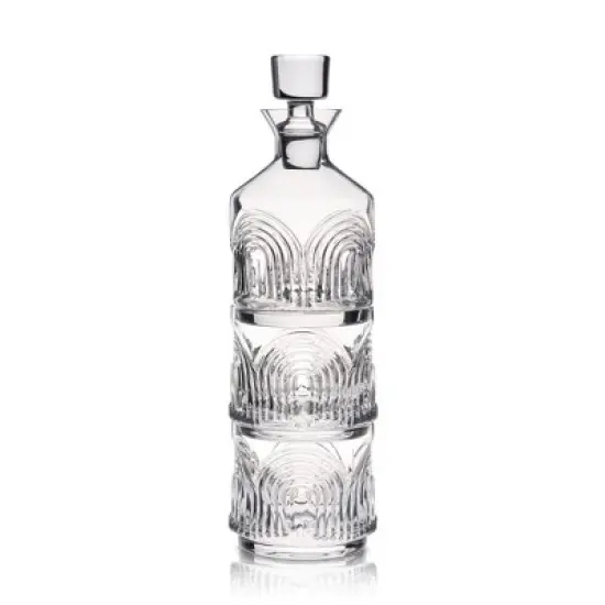 Viski Beau Stacking Decanter Set with Lowball Glasses - Crystal Decanter and Glasses for Whiskey - Art Deco Cocktail Glasses Whiskey Decanter Set of 3 image {5}