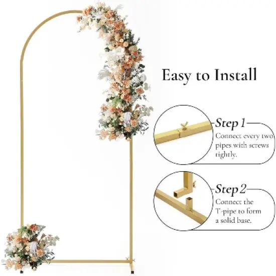 GustoWave Arch Backdrop Stand, Wedding Arch Backdrop Stand with 2 Water Injection Base, Balloon Arch Stand for Birthday, Party, Weeding image {3}