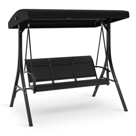 GustoWave 3-Seat Patio Swing Chair with Adjustable Canopy-Heavy-Duty Outdoor Porch Swing for Adults with Breathable Textilene Armrests Seat-Perfect image {9}