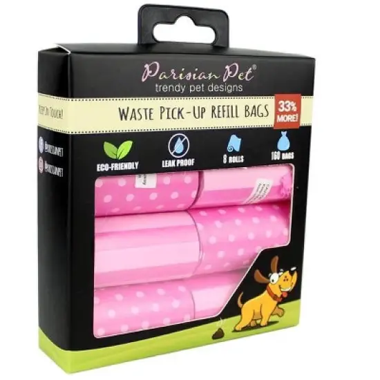 Parisian Pet 'Stripes & Dots' Waste Bags for Dogs & Cats - Leak-Proof, Durable, Eco-Friendly Pink Pet Waste Bags image {2}