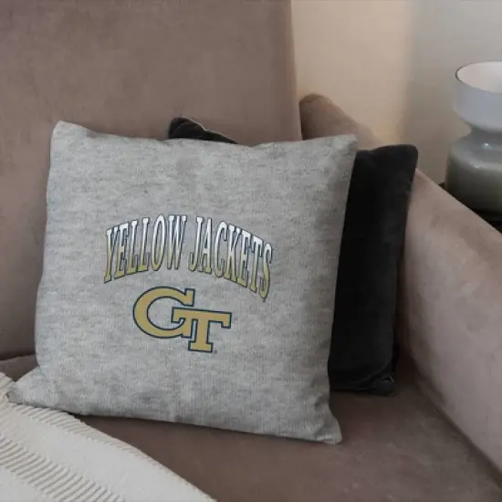 NCAA Georgia Tech Yellow Jackets 16" Heather Gray Sweatshirt Pillow image {2}