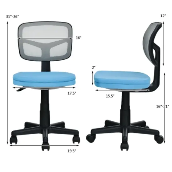 Tangkula Armless Mesh Office Chair Ergonomic Swivel Computer Desk Chair Height Adjustable Task Chair for Adults and Kids image {3}