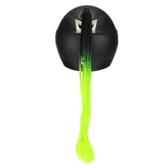 Unique Bargains Motorcycle Suction Cup Helmet Decor Ponytail Black Fluorescent Green 25" 1 Pc image {2}
