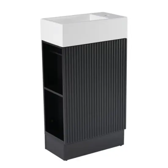 Whisen Modern Bathroom Vanity with Sink, Bathroom Vanity Cabinet with Two-tier Shelf image {8}