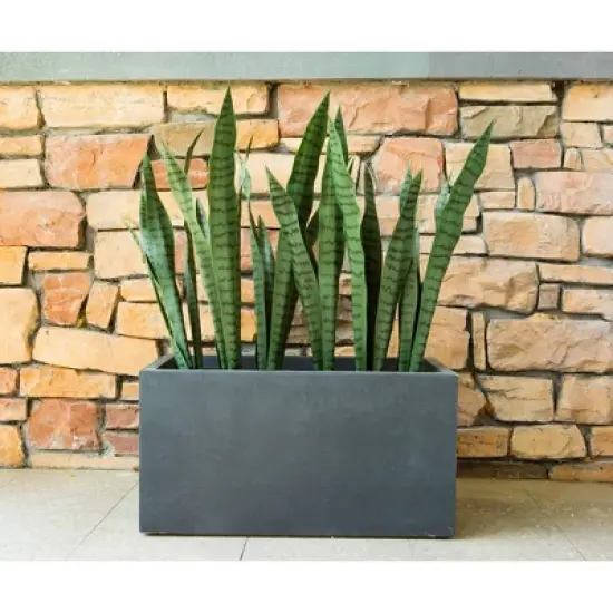 Rosemead Home & Garden, Inc. 12" Wide Kante Elegant Rectangular Concrete/Fiberglass Indoor Outdoor Planter Box Charcoal Gray image {7}