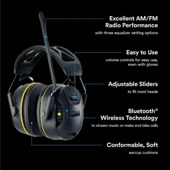 3M Company WorkTunes Connect AM-FM Wireless Hearing Protector with Bluetooth Black image {4}