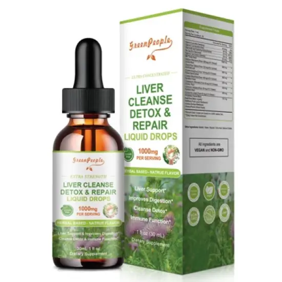 GreenPeople Liver Cleanse Detox Drops - with Milk Thistle Silymarin, Artichoke & Dandelion - 16x Potent Herb Nutrients - 1 Fl.Oz image {2}