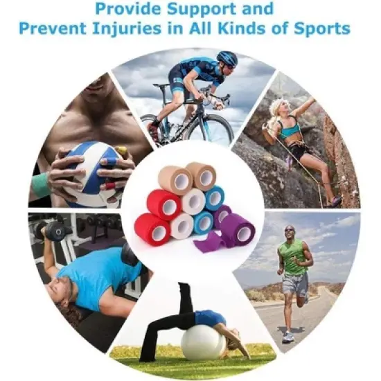 LotFancy Self Adhesive Bandage Wrap, 2" x 5 Yards, 10 Rolls Breathable Sports Tape, Multicolor image {5}