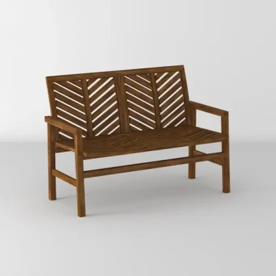 Slatted Chevron Acacia Wood Patio Loveseat &ndash; Saracina Home image {18}