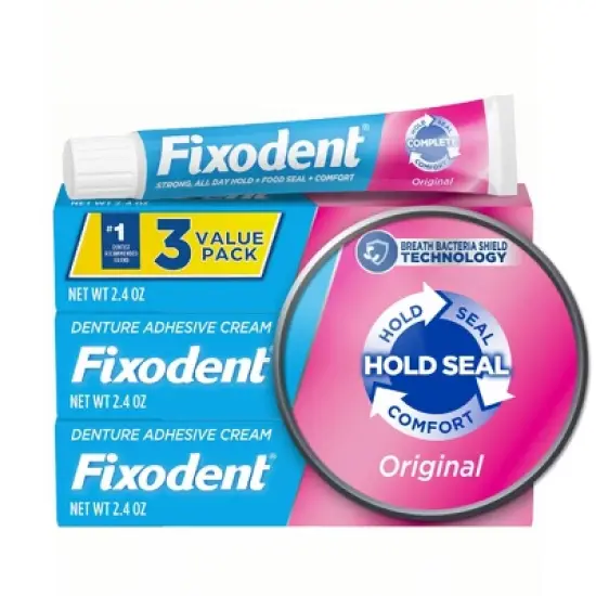 Fixodent Original Complete Denture Adhesive Cream - 2.4oz/3pk image {1}