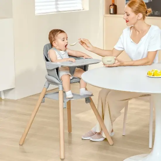 BabyBond Convertible Wooden Baby High Chair - 11 in 1 Design for High Chair, Booster Seat, Toddler Chair - Double Tray, 5-point Harness image {1}