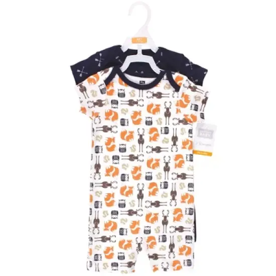 Hudson Baby Infant Boy Cotton Rompers, Forest image {1}