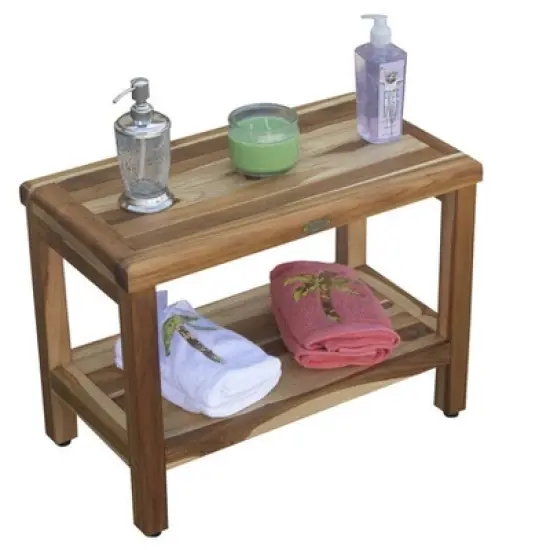 EcoDecors&reg; Eleganto&reg; 24" Teak Wood Shower Bench with Shelf in EarthyTeak Finish - Target Plus Natural 24"L x 13"D x 18"H image {3}