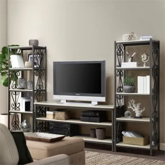 Fairhope 5 Shelf Faux Marble Bookcase in Black - Lexicon image {2}