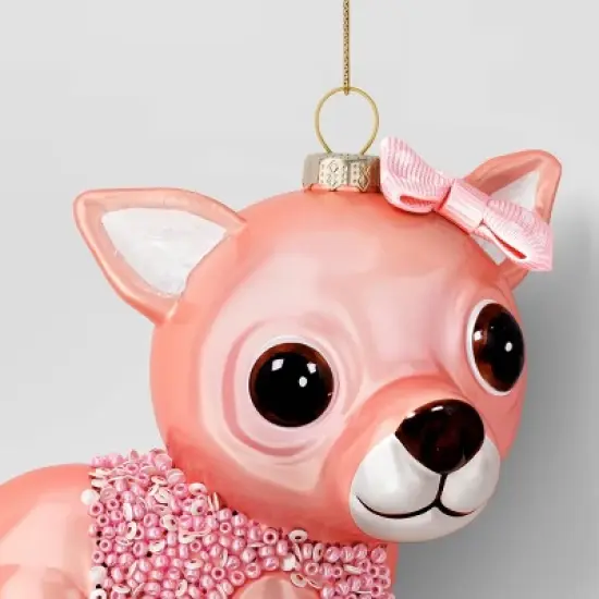 Christmas Glass Pink Chihuahua Ornament - Wondershop&trade; image {2}