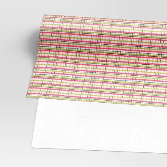 30&rdquo; 20 sq ft Christmas Roll Wrap Pink/Green Plaid - Wondershop&trade; image {2}