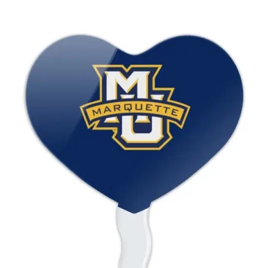 Marquette University Primary Logo Heart Love Cupcake Picks Toppers Decoration Set of 6 image {1}